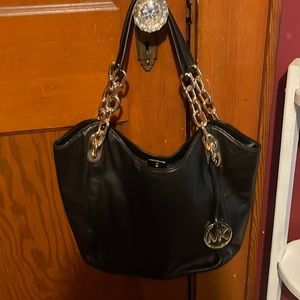 Excellent used condition Michael Kors Lilly black leather shoulder bag